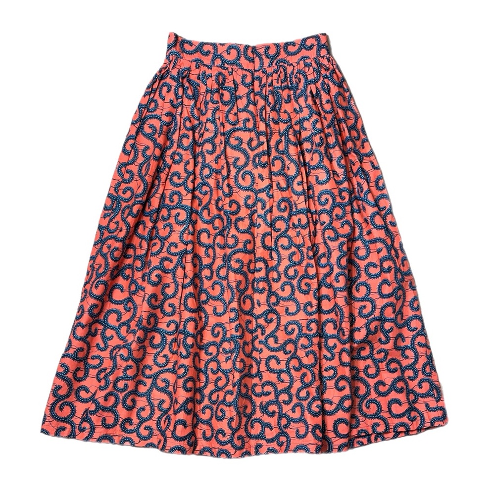 Chen Burkett New York Maxi Skirt Peach Reddish Orange Swirl African Print Size M